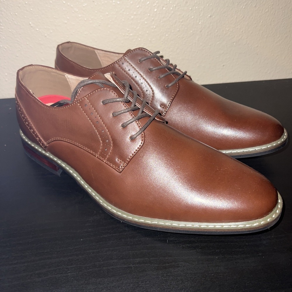 Mofri Dress Shoes Formal Cap Toe Oxford Dress Shoes Brown PU Mens Size 11